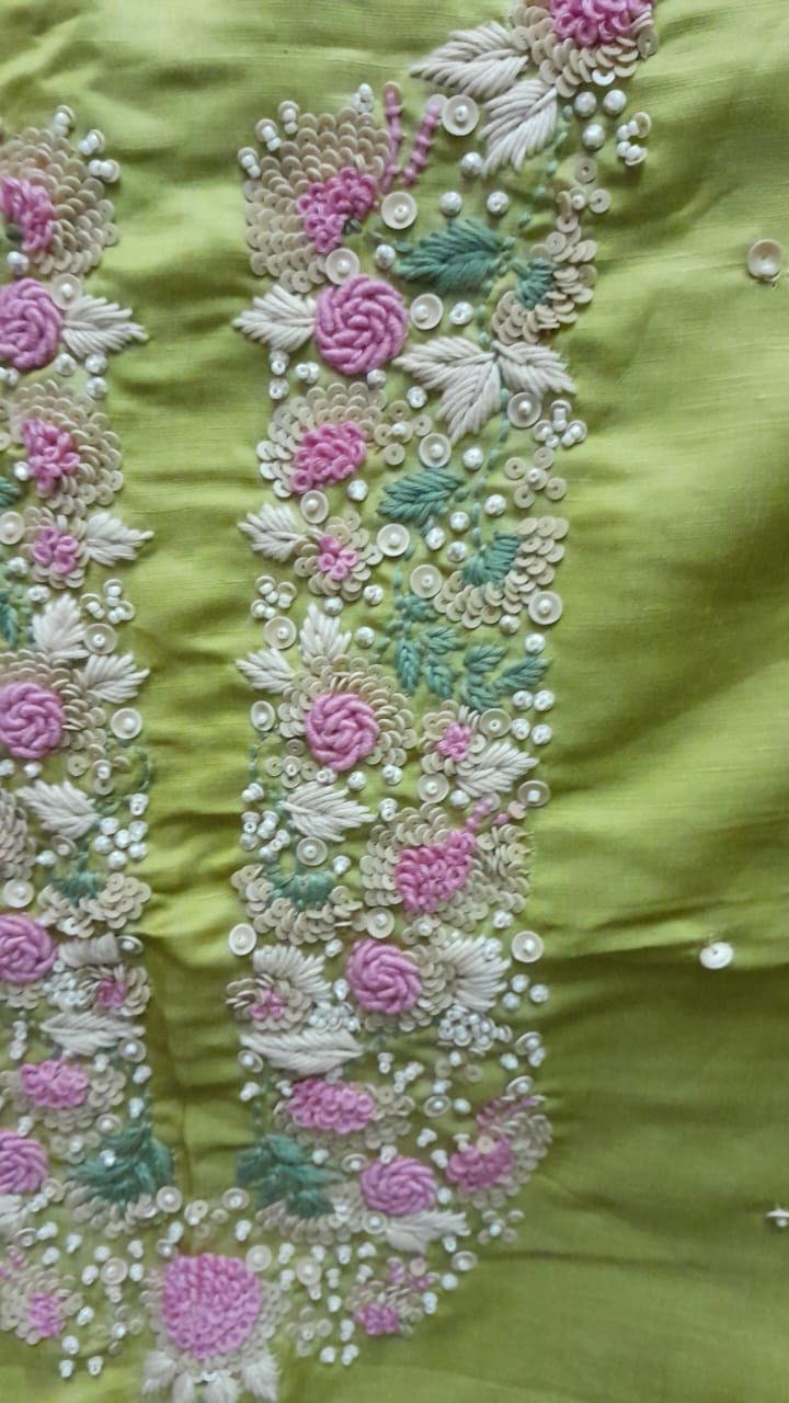 Naeem inspired hand embroidery patch applique belt embellishment with delicate thread