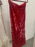 Oscar  inspired Haute couture  hand embroidery all over red Sequin Skirt Oscar, hand embroidery all over sequin skirt