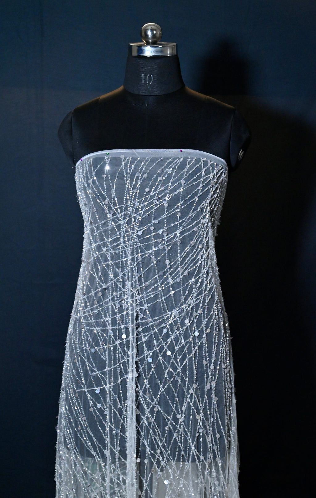 Handmade Luxurious fabric, hand embroidery with sequin beads  crafted for a bridal dress, evening gown, or your princesses' dress
