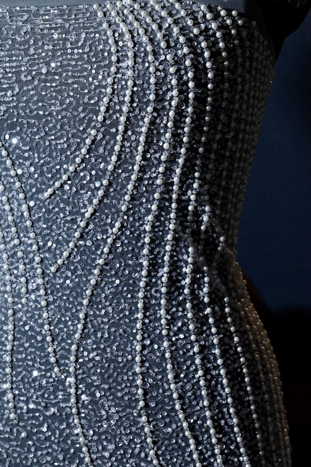 Handmade Luxurious fabric with heavy embroidery for a bridal dress, evening gown, or a princesses dress