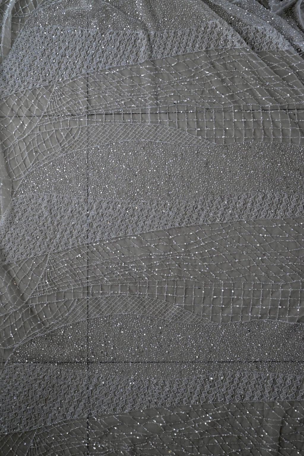luxurious hand made fabric with pattern EMBROIDERY   crafted for a bridal dress, evening gown or your princess's dress