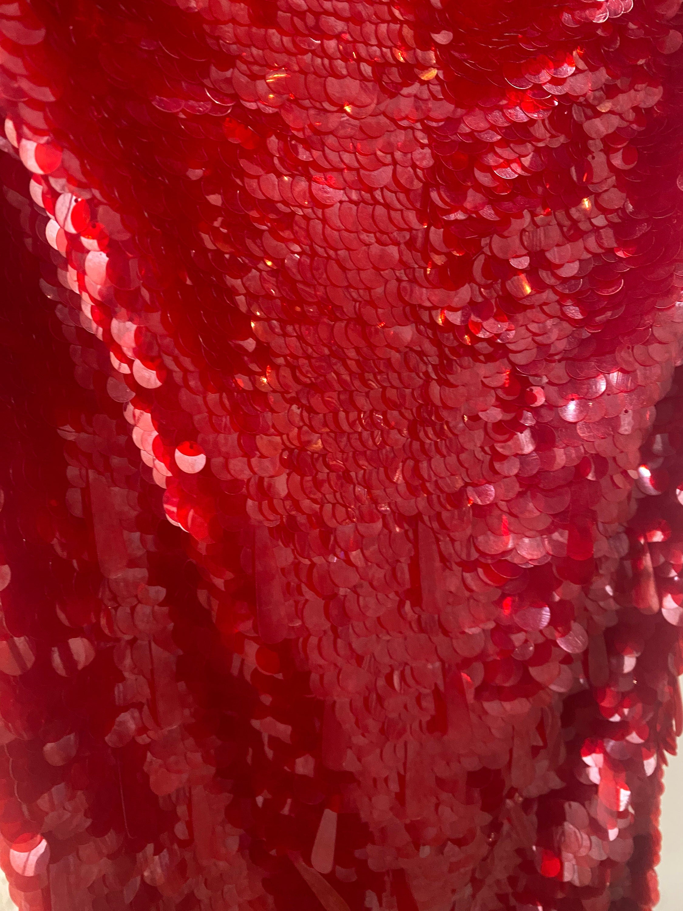 Oscar  inspired Haute couture  hand embroidery all over red Sequin Skirt Oscar, hand embroidery all over sequin skirt