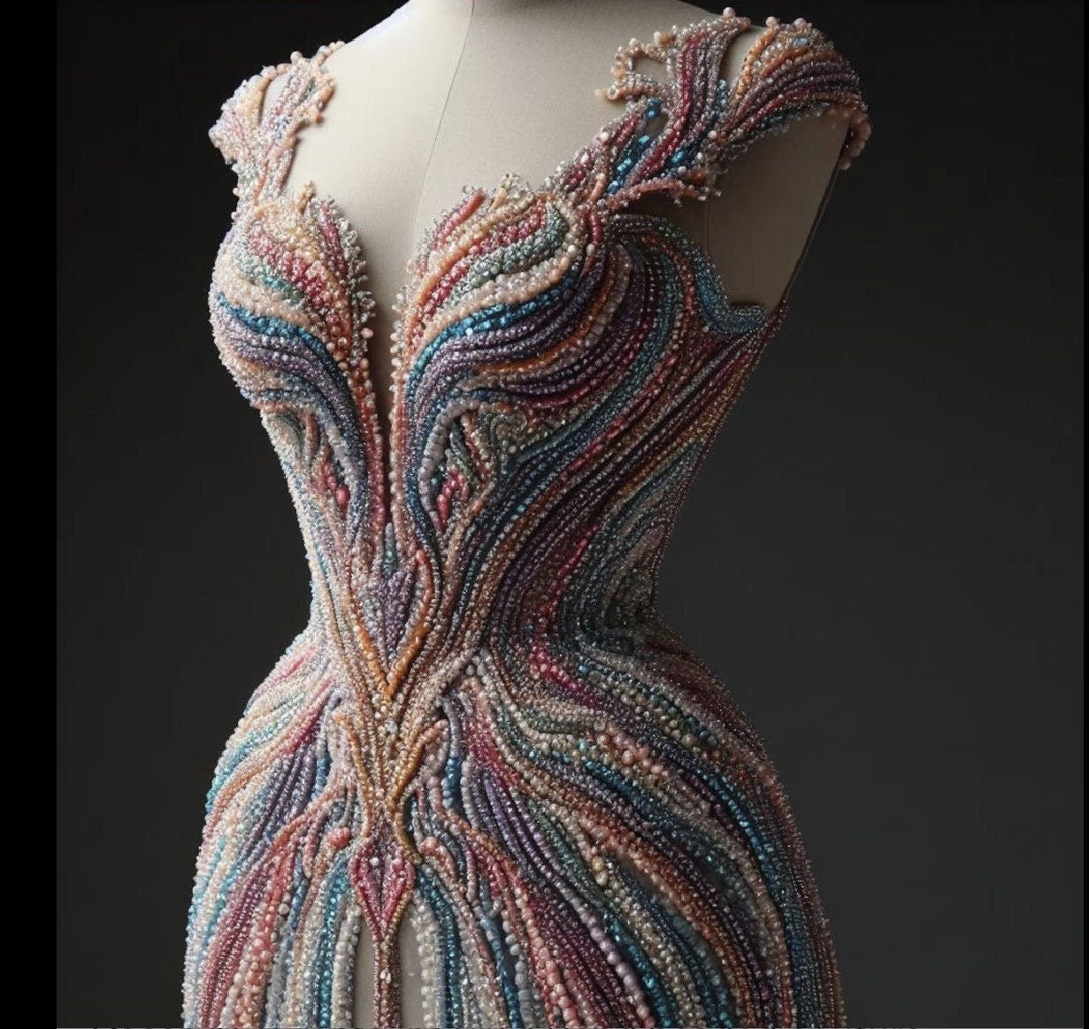 Oscar inspired Hand beaded couture evening gown with heavy embroidery front and back panel, mother of bride, groom Gown