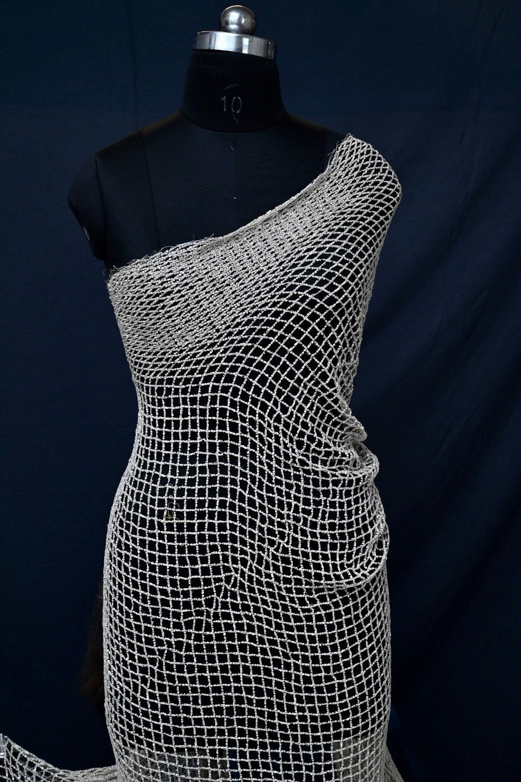 Handmade Luxurious fabric with fishnet sequin embroidery for a bridal dress, evening gown, or a princesses dress