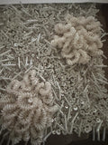 Haute couture 2024 inspired hand embrodiery fabric with 3d pattern and beading
