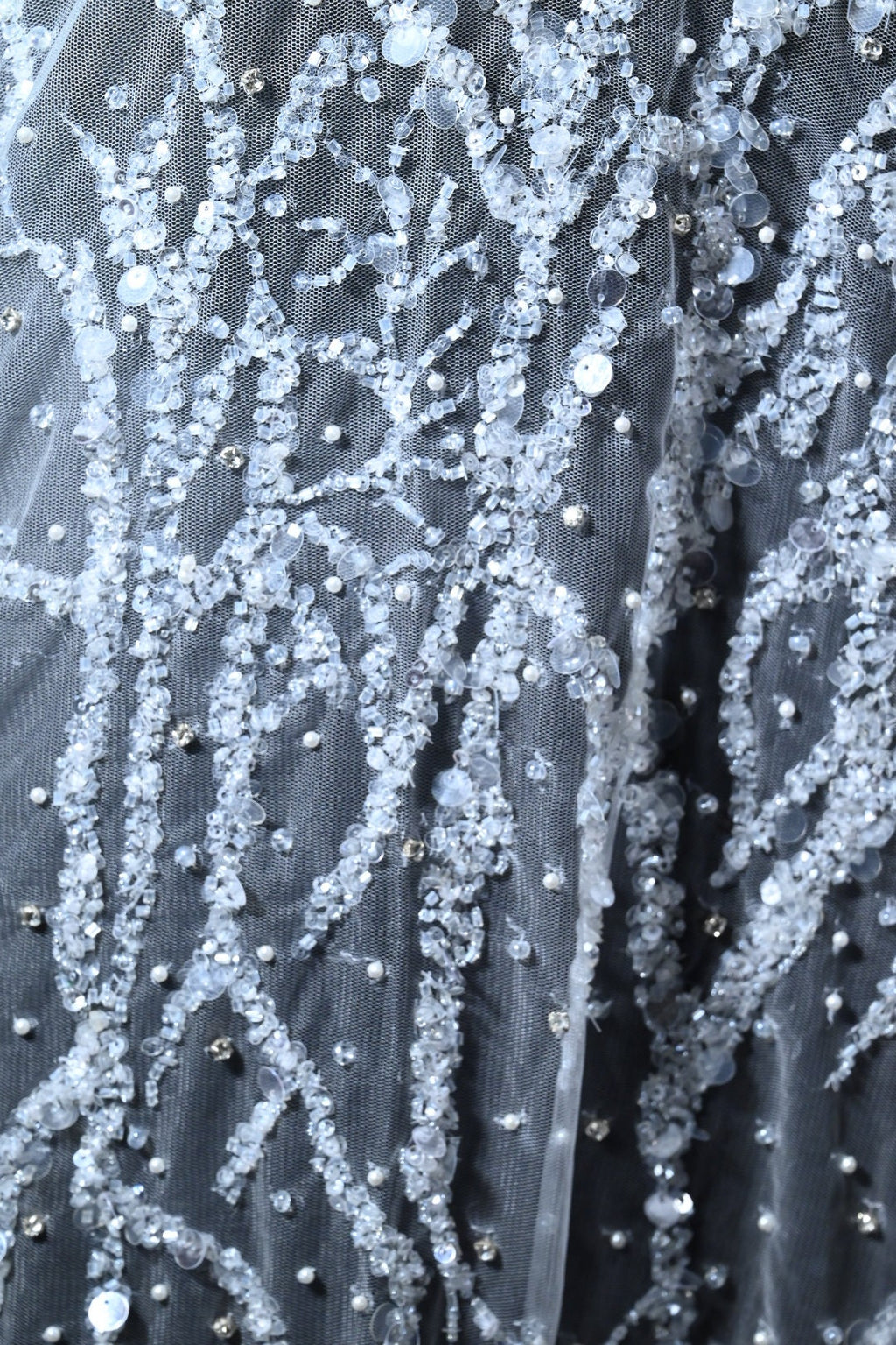 Handmade Luxurious fabric with heavy embroidery for a bridal dress, evening gown, or a princesses dress