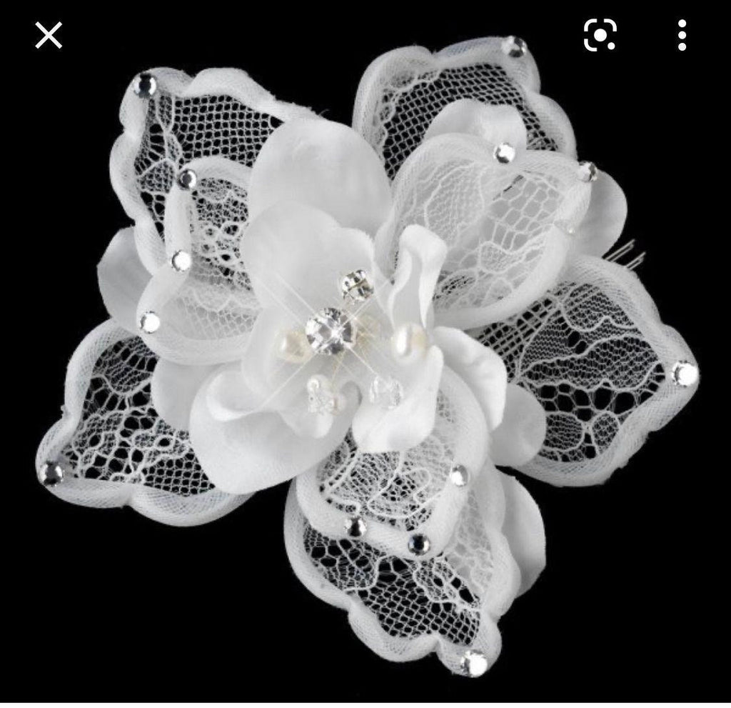 Handmade Luxurious fabric with special hand cut 3d floral applique, individually crafted for an exquisite bridal dress, gown. prom
