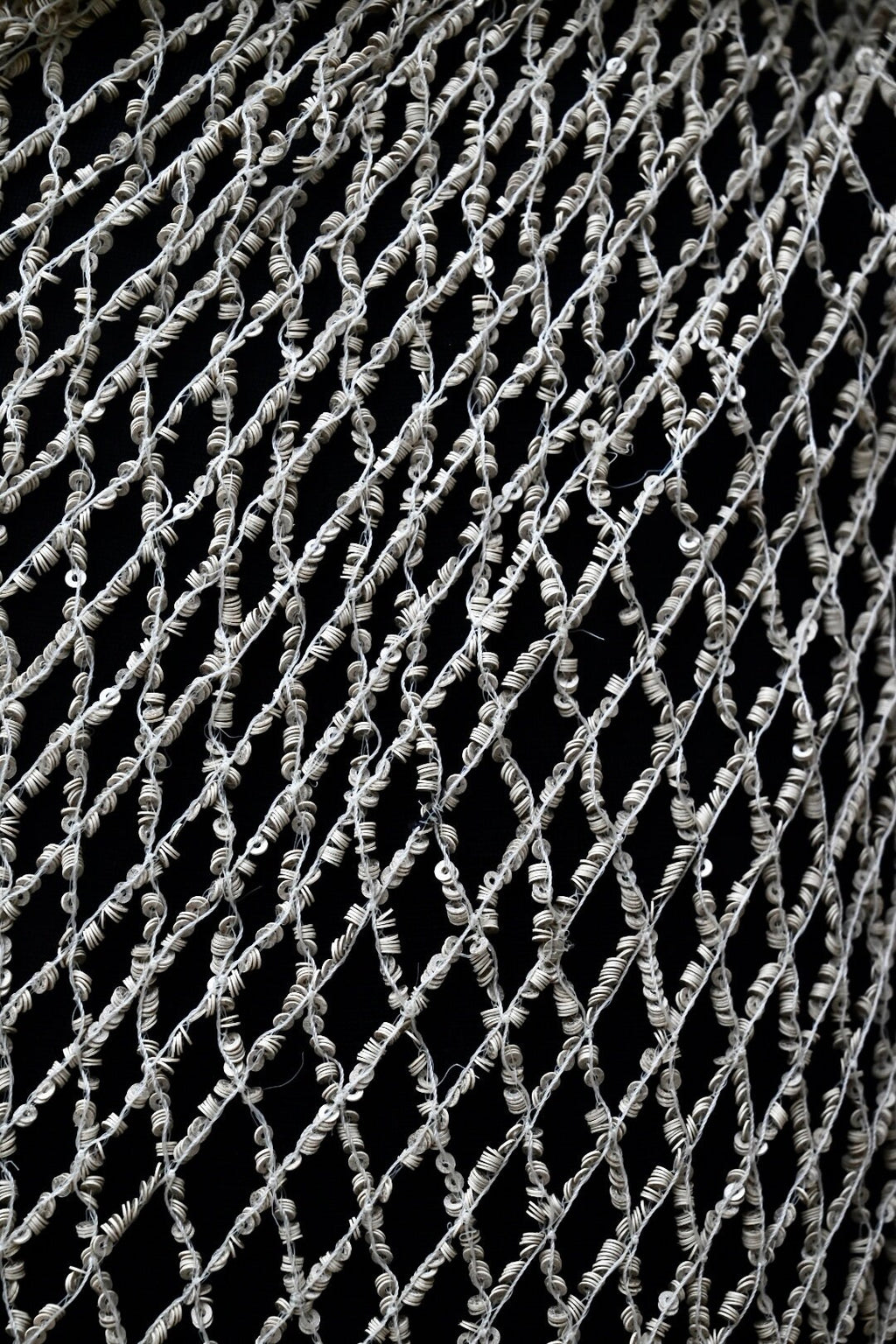 Handmade Luxurious fabric with fishnet sequin embroidery for a bridal dress, evening gown, or a princesses dress