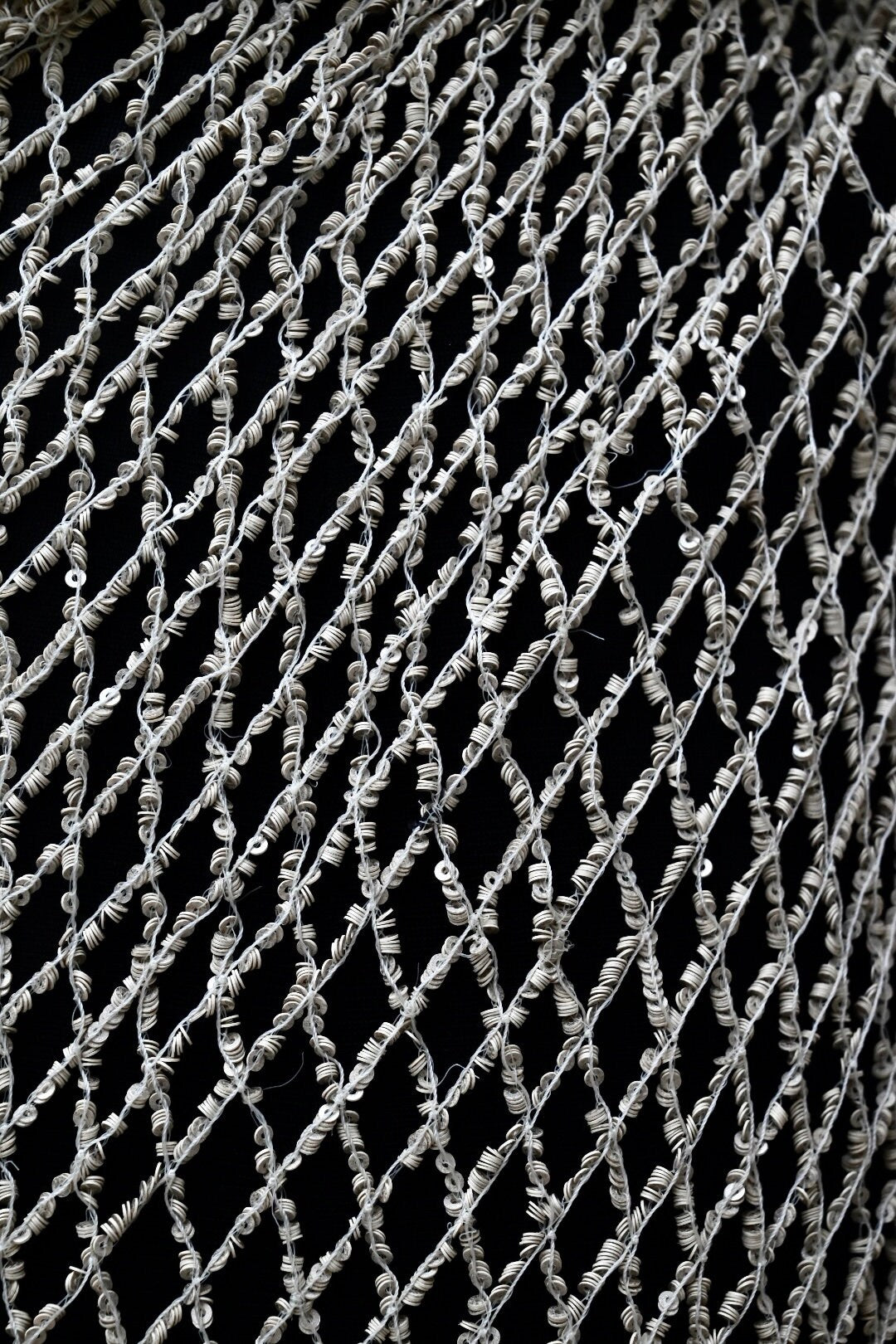 Handmade Luxurious fabric with fishnet sequin embroidery for a bridal dress, evening gown, or a princesses dress