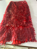 de la Renta  inspired hand embroidery red skirt