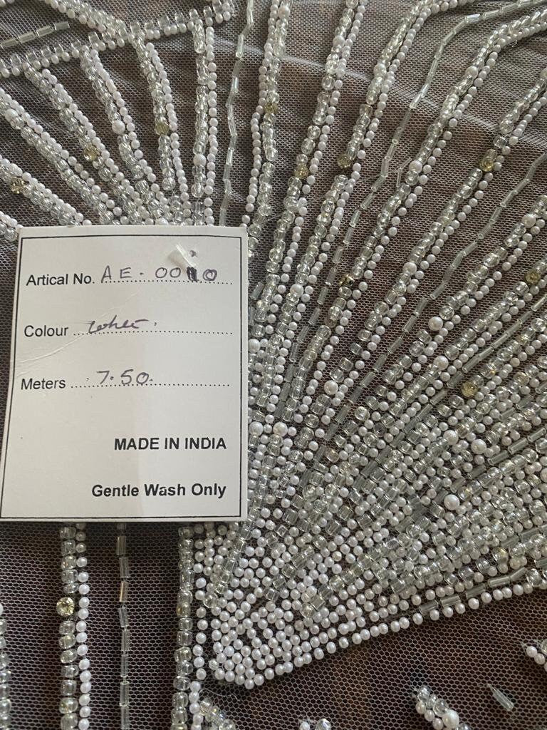 Elegant Bridal Pearl and Stone Design Fabric for Your Special Occasion