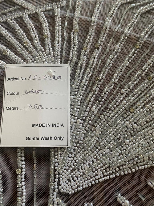 Elegant Bridal Pearl and Stone Design Fabric for Your Special Occasion