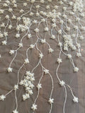 Handmade Luxurious fabric, 3D FLOWER EMBROIDERY,  for bridal, wedding dress, evening gown, or princesses dress, lace of flower and sequin