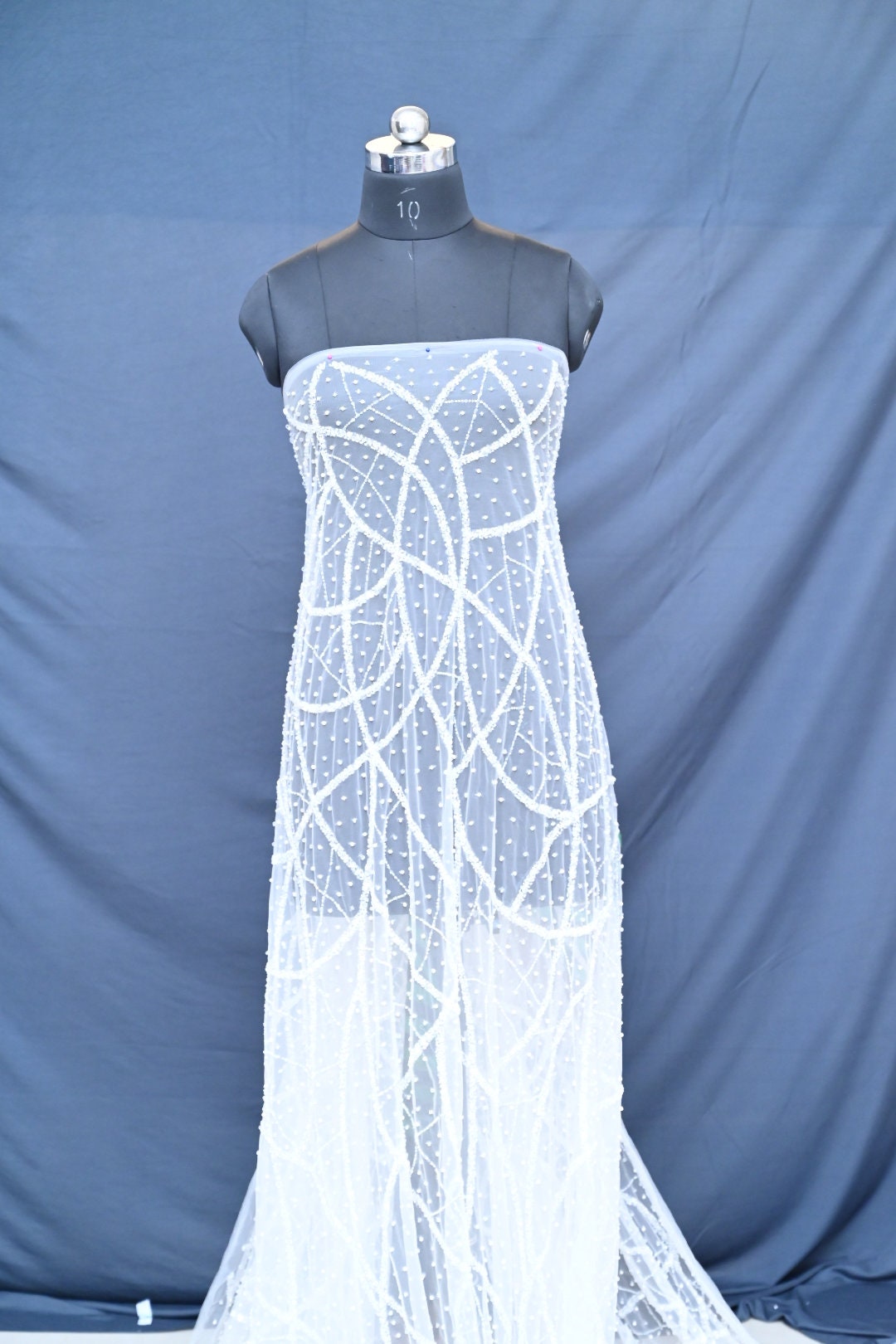 Handmade Luxurious fabric with heavy EMBROIDERY,  crafted for a bridal dress, evening gown, or your precious daughter's princesses dress