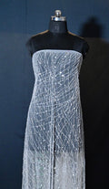 Handmade Luxurious embroidery fabric, crafted for a bridal wedding dress, evening gown, or a  princesses dress, lace with sequin