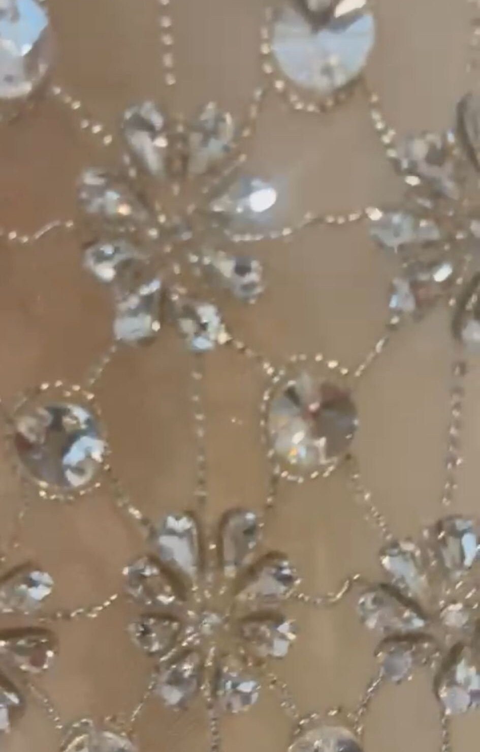 Swarovski Stone Glasss Crystal rhinestones Luxurious Bridal fabric evening gown fabric, crystal flower hand embroidered on black tulle
