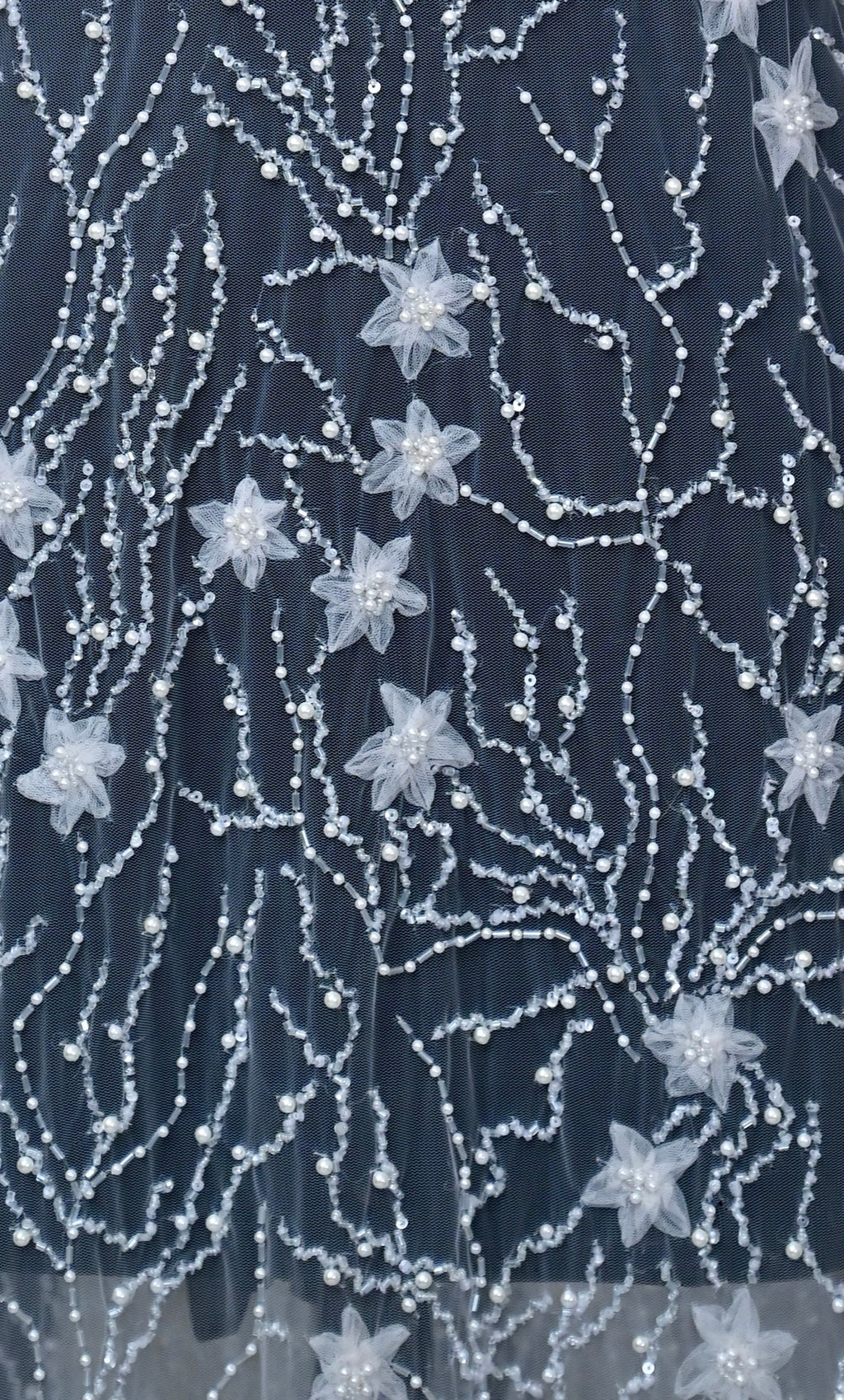 Handmade Luxurious fabric, Bridal BEADS PEARL EMBROIDERY, for a bridal dress, evening gown, or princesses' dress. lace with sequin, applique