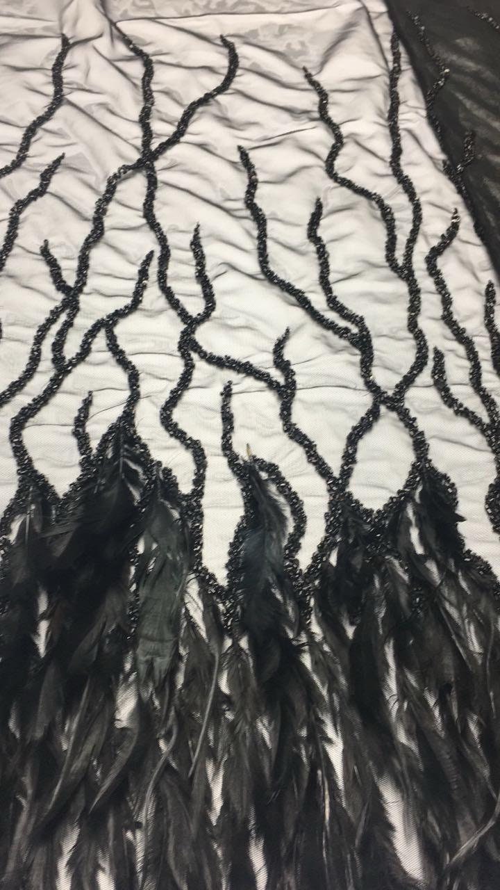 Oscar inspired  Hand beaded couture evening gown fabric with heavy embroidery fabric, mother of bride , groom Gown fabric