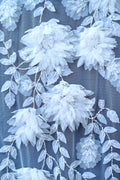 Handmade Luxurious fabric, off-white ,hand cut floral applique hand embroidery, for a bridal dress, evening gown, or your sweet 16