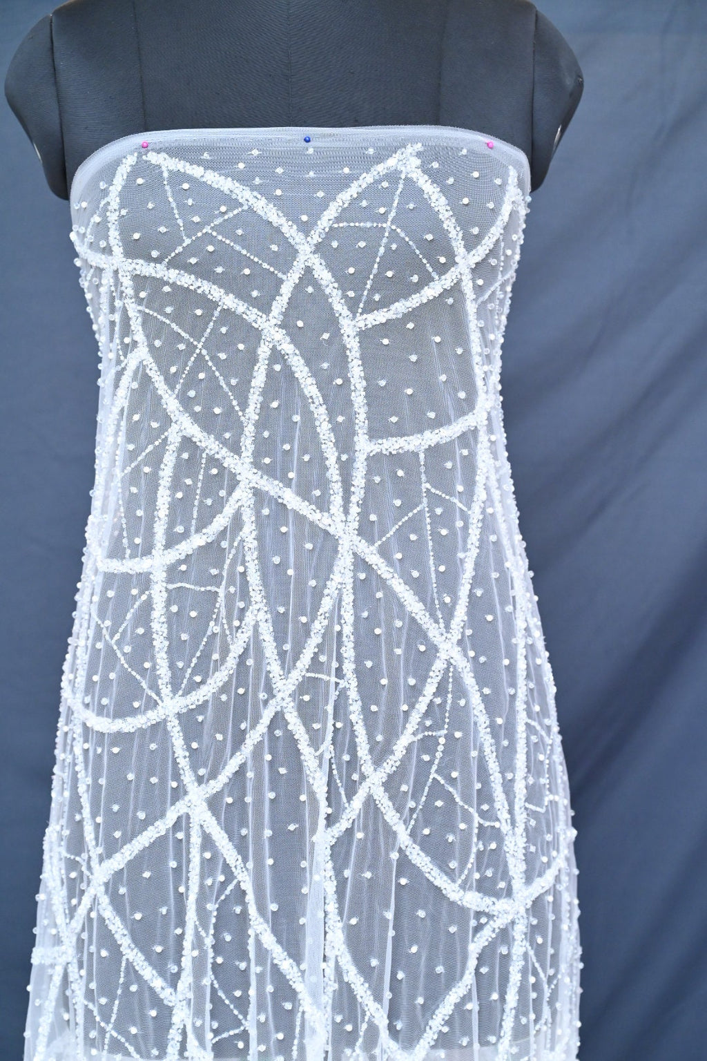 Handmade Luxurious fabric with heavy EMBROIDERY,  crafted for a bridal dress, evening gown, or your precious daughter's princesses dress
